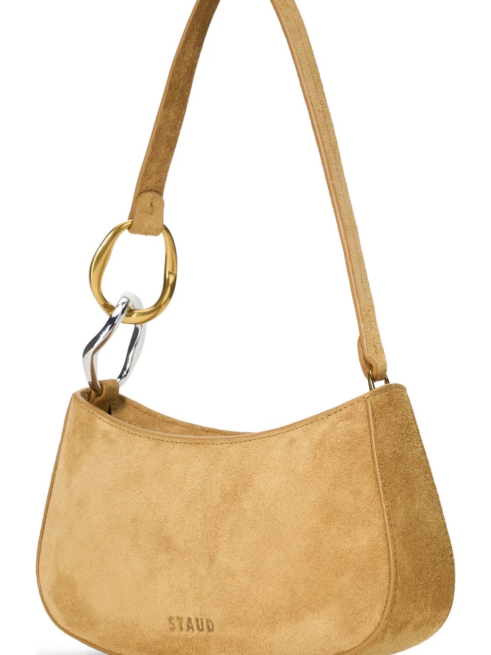 Staud Suede Shoulder Bag in Camel